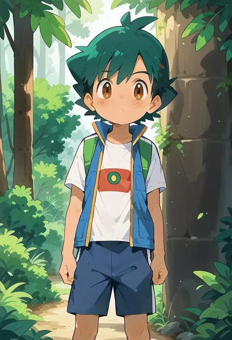 ash ketchum, shota, boy, cute, solo, camp