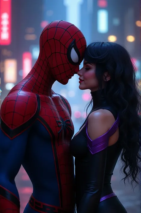 Spiderman and Kuromi kissing