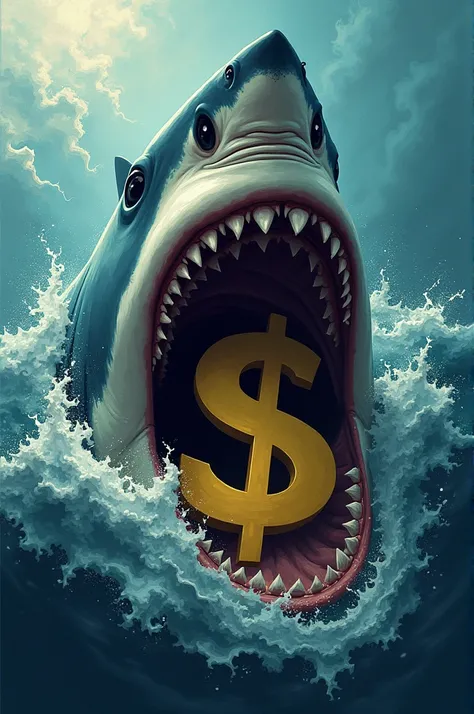 I want to draw a shark eating a dollar sign 