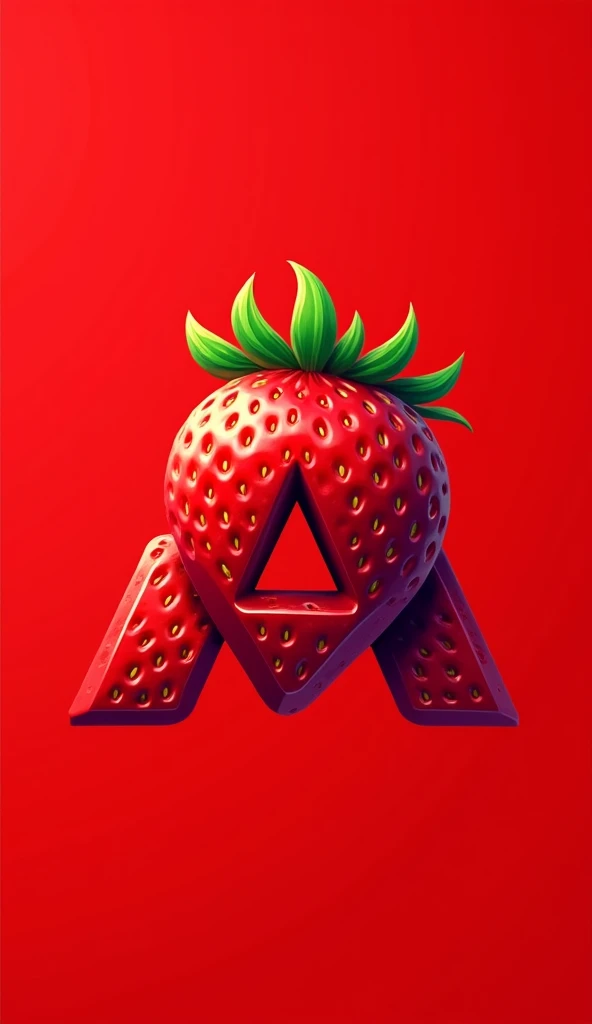 Logo with the letter A and strawberry, red background