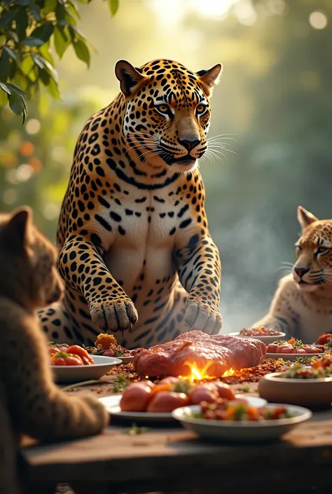 Jaguar having a barbecue 
