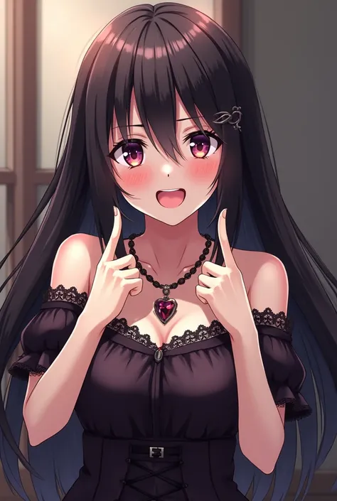 Tokisaki Kurumi from anime date a live is taking a 2 finger pose photo again