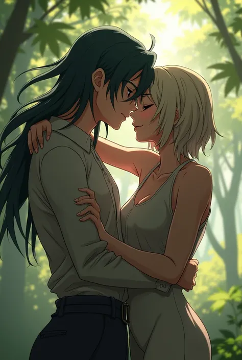 Senku and Kohaku kissing like in the anime Dr.. Stone realist hentai