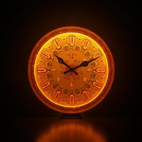 luxury pattern circle amber carved with Arabic number hour mark, absolute circle, back light.