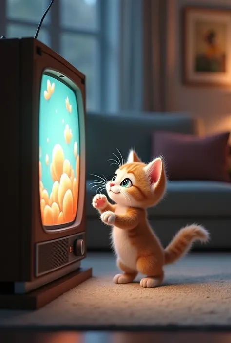 kitten watching tv