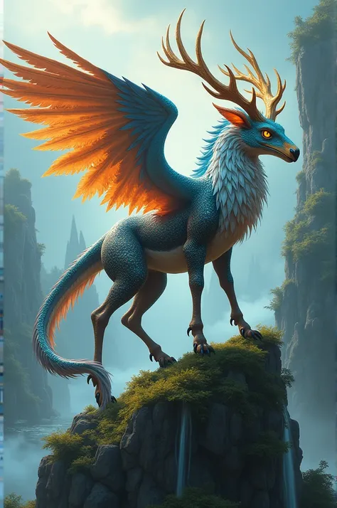 "Imagine a fantastic creature that lives in a fantasy world. It must have unique characteristics that make it stand out., as an unusual combination of elements (For example, fire and water or earth and air). Describe your appearance, special skills and per...