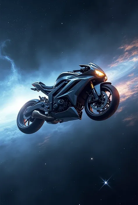 A pulsar NS 200 motorcycle traveling through space 