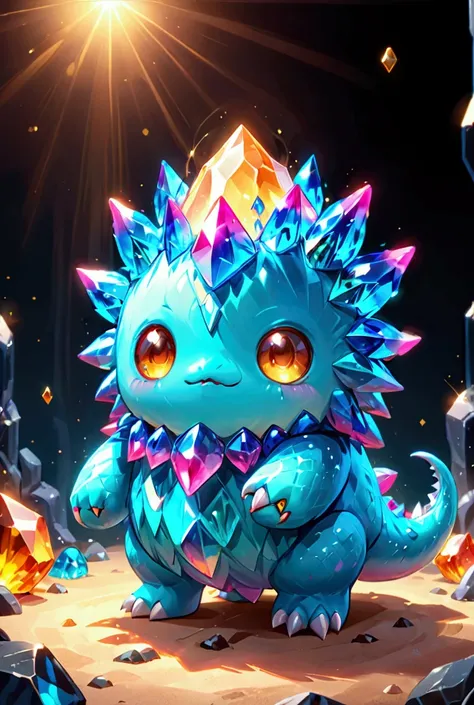 Cute crystal monster, beautiful and bright, Detailed in 8k and with high quality.  