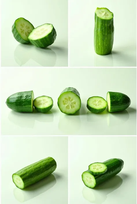 some images with cucumbers cut in different ways

