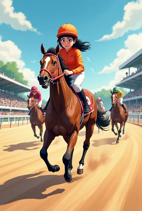 I want to make a cute illustration of the horse racing jockey Manami Nagashima