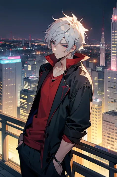 Male, city background, Adult, Casual Wear, Vampire