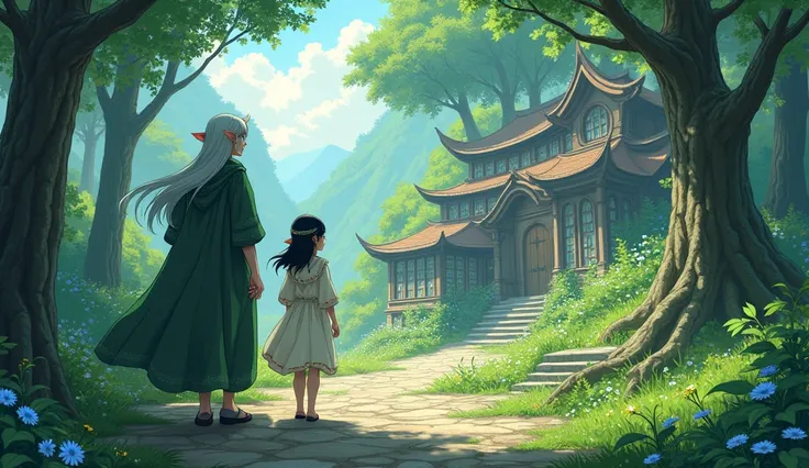 KanaはRufiaに連れられ、Towards the Elf Village。 There are beautiful buildings lined up that blend in with the forest.、The elves lived using the power of nature.。Control the Wind、You can even feel the flow of water with your fingertips。 「This is... the power of th...