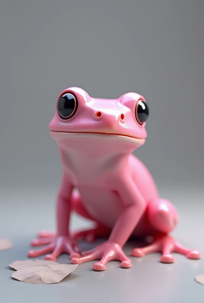 Create a 3D drawing of a young pink tree frog with smooth skin  
(gray image background)