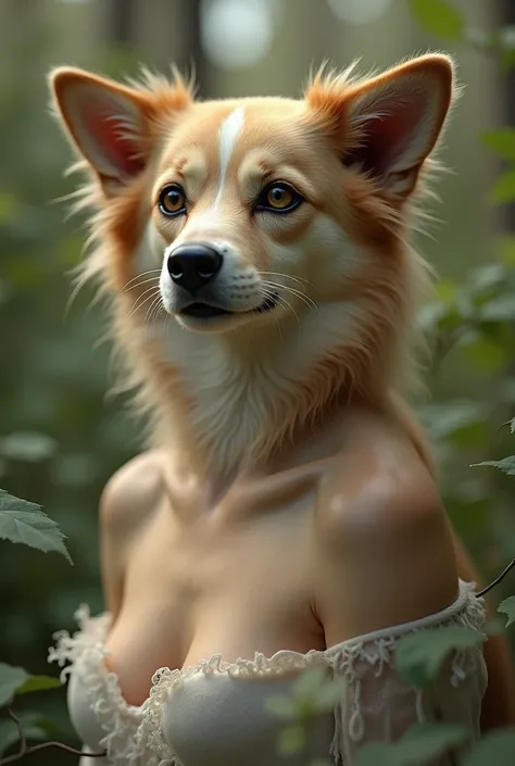 A beautiful women in dog face

