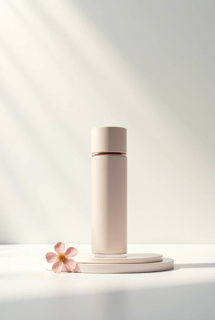 High Resolution, Cylinder Perfume bottle, tiny flower on the floor, product photography --ar 3:4