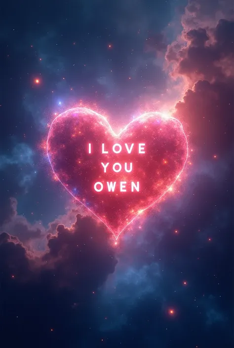 Create a unique galaxy image that says I love you Owen 