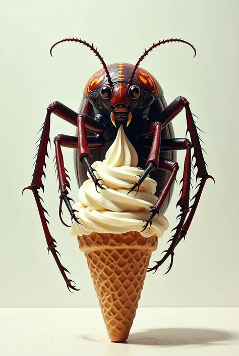 Huge Cockroach on ice cream