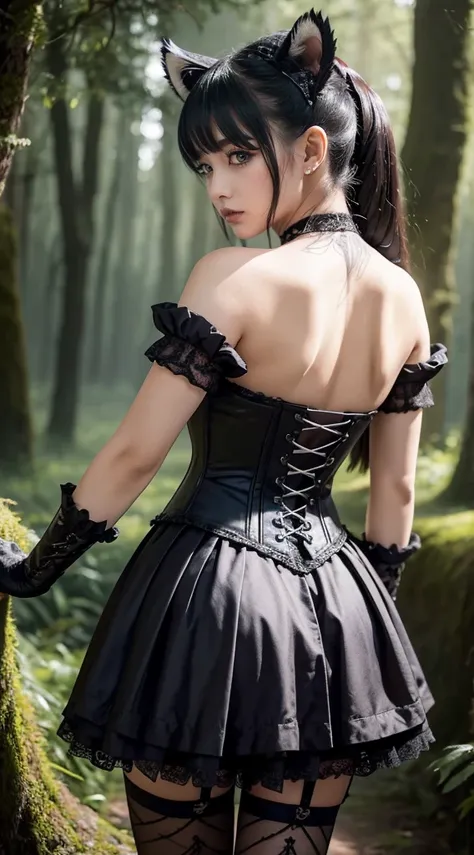 天）Create an ultra-realistic 8K image of a character inspired by a sabertooth tiger, retaining its iconic physical traits while embodying the ultimate Gothic Lolita aesthetic. The character is a stunningly beautiful girl, with delicate yet fierce feline fea...