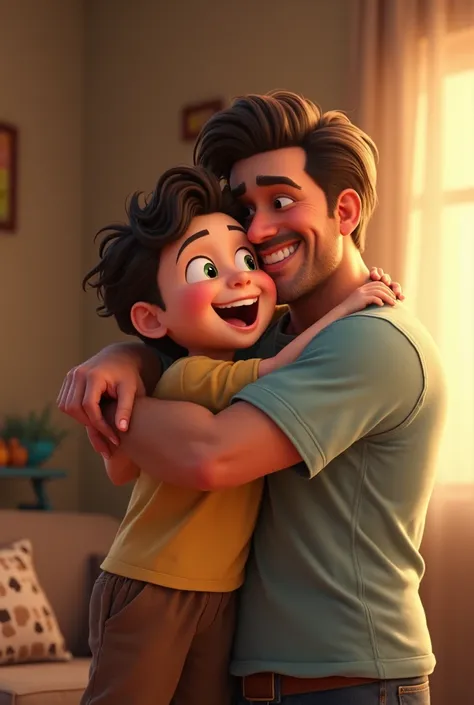 boy hugging his dad animated