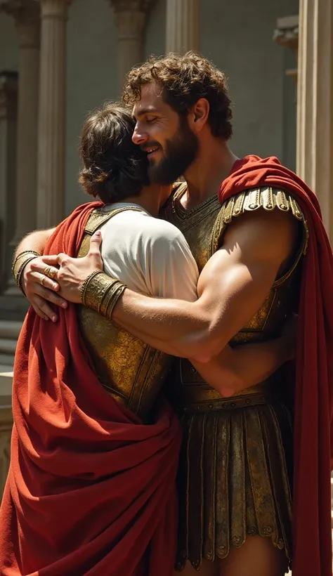 Alexander the great giving hug to king porus
