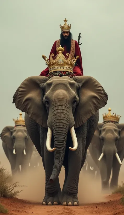 An army of elephant led by a king
