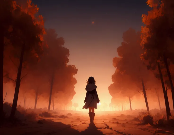 a beautiful cute girl wandering in the desert, extremely wide field of view, official art, best quality, masterpiece, 8k, ultra-detailed, dramatic lighting, glowing warm colors, dramatic atmosphere, volumetric fog, epic sandstorm, sweeping cinematic compos...