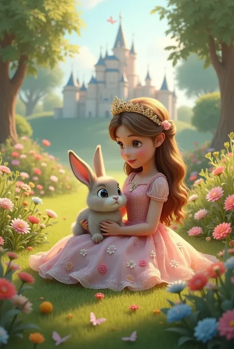 A princess is friends with a rabbit