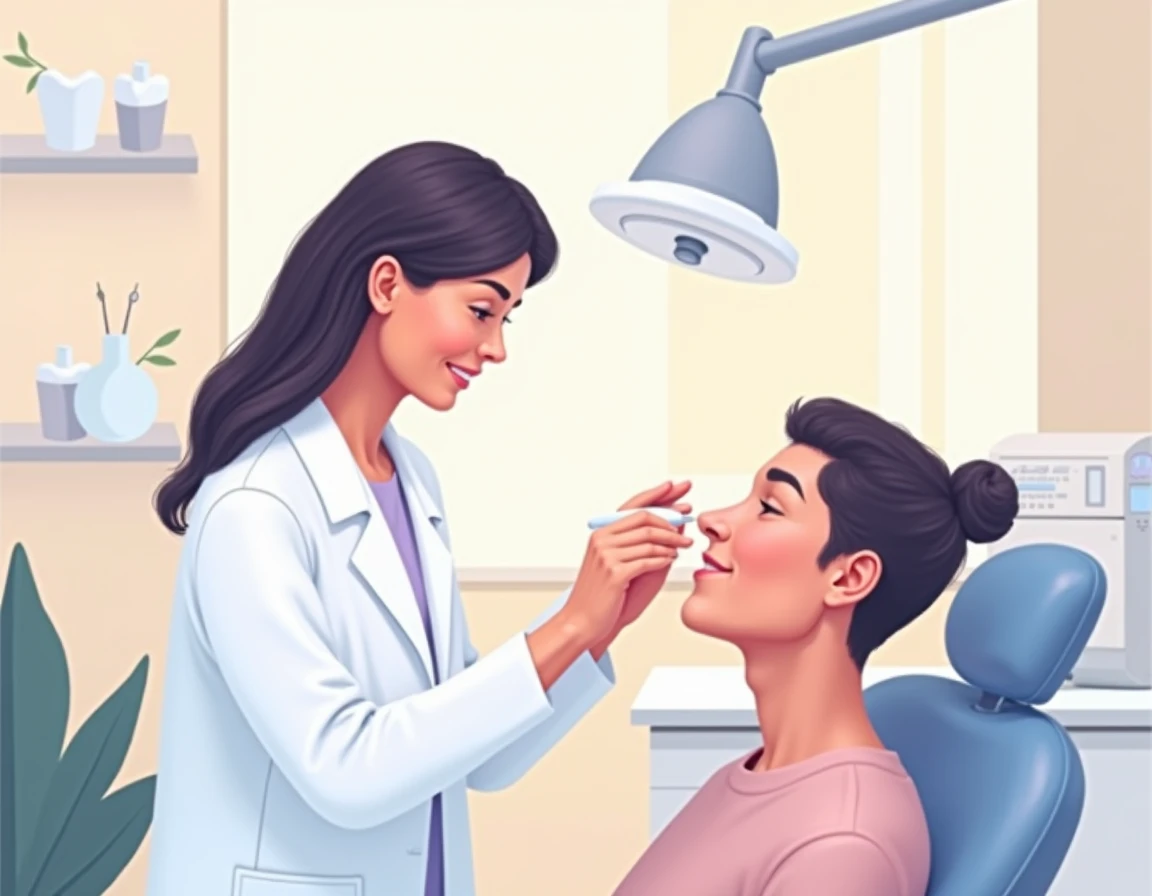 Create a picture for dentistry on the topic "Treatment of sinusitis". The picture must be made specifically for the site and not look terrifying., so as not to frighten the visitor.