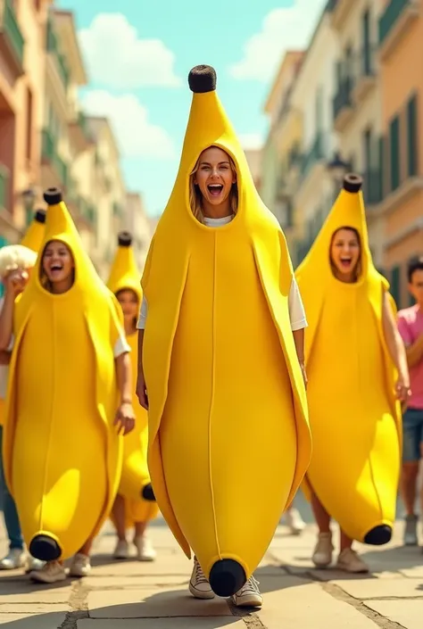 People dressed as bananas