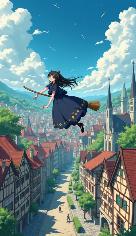 Ghibli style,Manga style,Kiki&#39;s Delivery Service style,Best Quality, masterpiece, so beautiful, Perfect composition, Intricate details, Very detailed