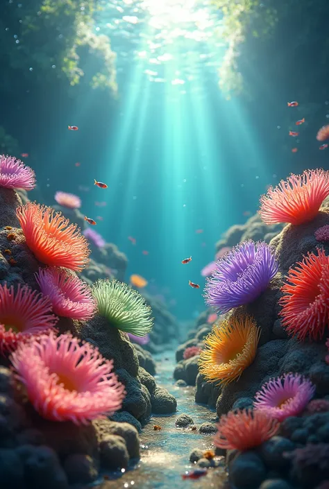 Anemones of various colors　Let the light in