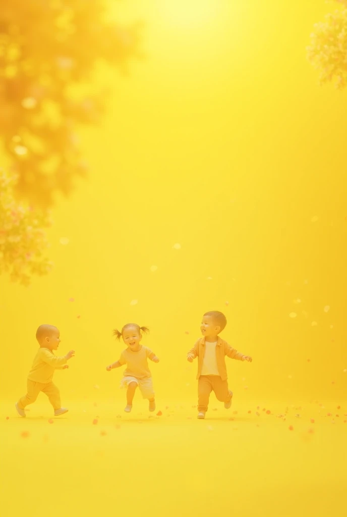 Create kids playing images with yellow background dreamy