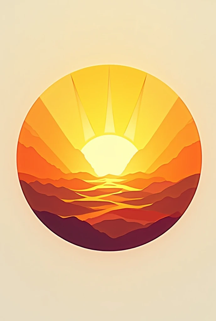 Create a logo in the shape of a circle with a sunrise of Java theme