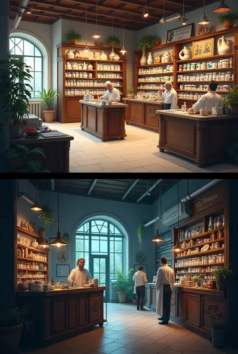 Give me an image of a pharmacy or a drugstore now give me a different one another