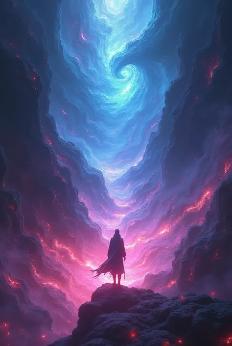 A hyper-realistic digital painting titled Chakra Currents depicting swirling, neon-infused energy fields and psychedelic visuals that transport the viewer on a surreal odyssey through the hidden realms of the Naruto ninja world, featuring a Gods-eye view, ...