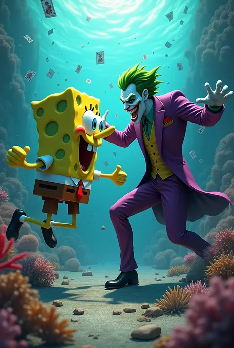 Spongebob fighting the joker