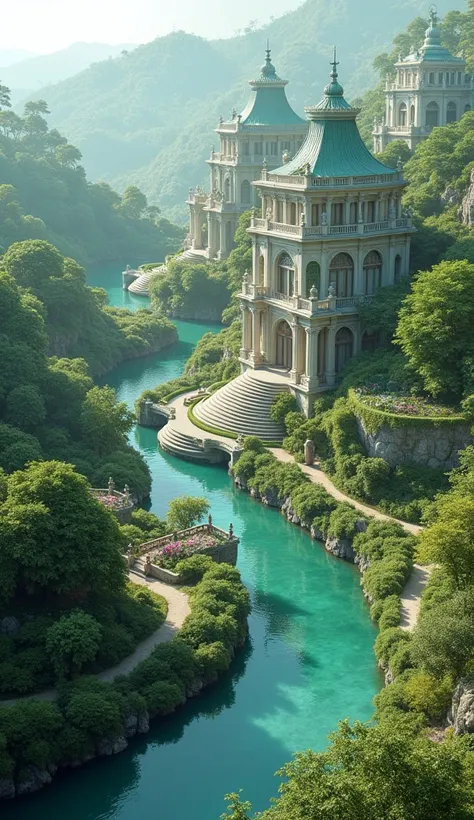 gardens under which rivers flow, and beautiful mansions in gardens of everlasting bliss like future world 