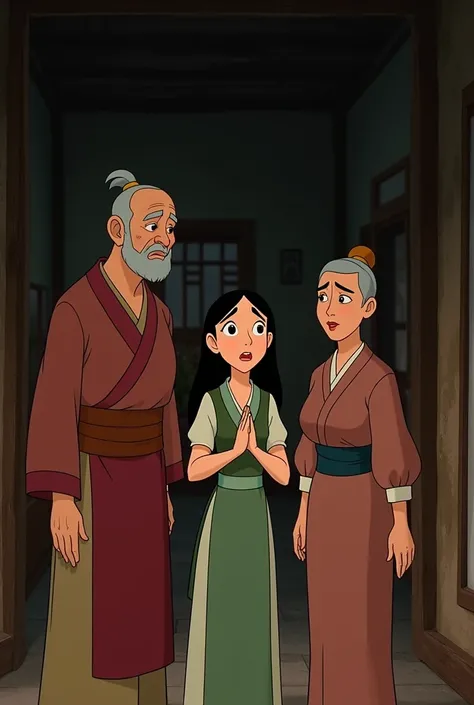 Family mulan,animation,break,sad,father,mother