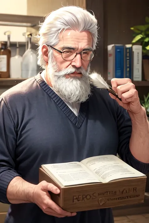 A white-haired and white-bearded grandfather 