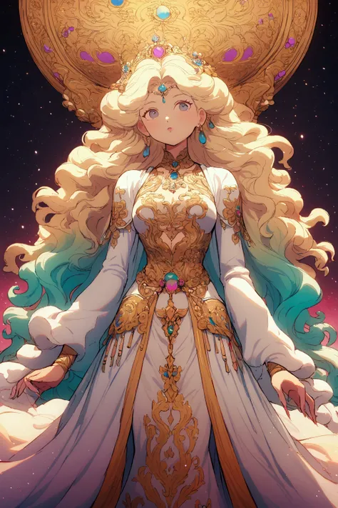 (absurdres, highres, ultra detailed), 1girl, zodiac sign - Aries goddess , solo, mature, Baroque, long dress, long sleeve, elegant, colorful, highest detailed, upper body
