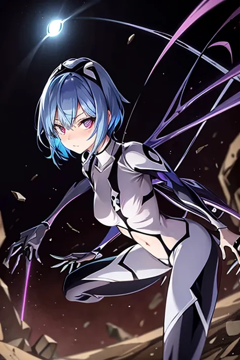 waifu spider blue hair, with light armor, with spider eyes, with spider legs, with a whiphigh resolution,