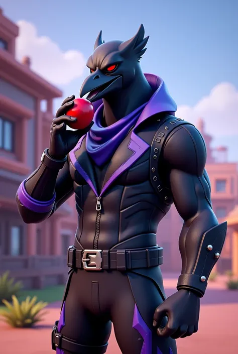 Has a team leader raven fortnite eating an apple 