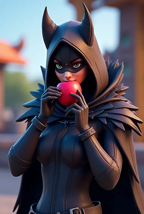 Have the OSA team leader raven fortnite eating an apple 