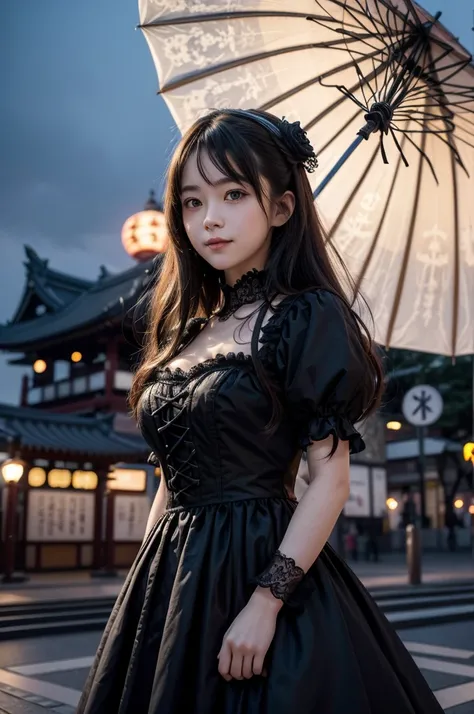 8k, RAW photo, best quality, masterpiece:1.2), (realistic, photo-realistic:1.4), (extremely detailed 8k wallpaper),A beautiful gothic lolita girl with pale, flawless skin and long, dark hair styled with intricate lace and ribbons. She wears an elegant blac...