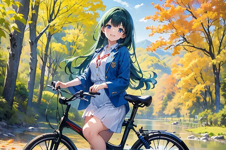 (((16k, Highest quality, Ultra-high resolution, Depth of subject))), (((Very detailed, Japanese countryside scenery, autumn leaves))), High school girl in blazer uniform, With friends, While chatting, smile, On the way home, 3pm, Peaceful scenery, Warm sun...