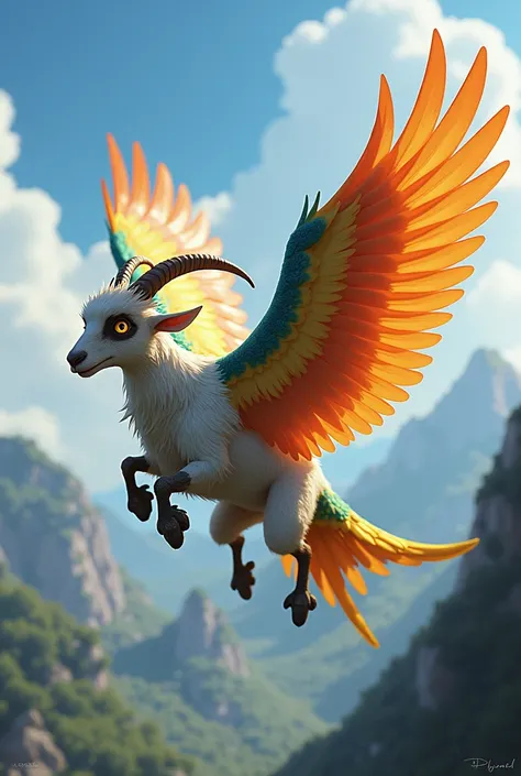 goat and parrot fusion  and the creature should be flying