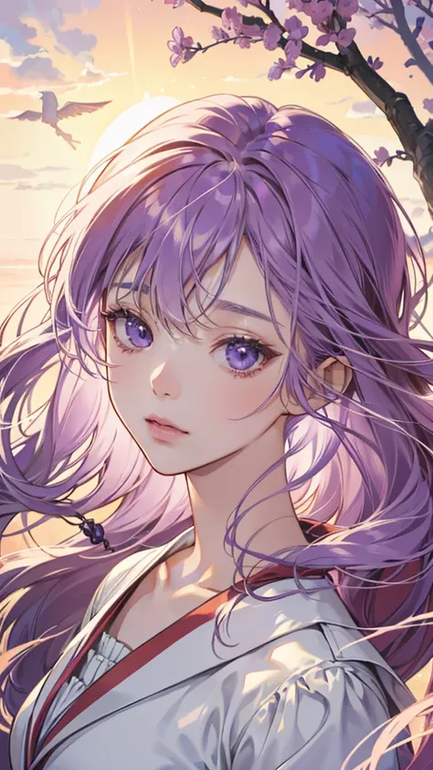 Soft anime illustration, Beautiful anime portraits, Anime girl with purple hair close to white, White Anime Barbie, Digital Art on Pixiv, Ethereal Anime, Gwaiz, Beautiful anime art, Beautiful Anime Girls, Beautiful anime faces, Anime Style 4k、High resoluti...