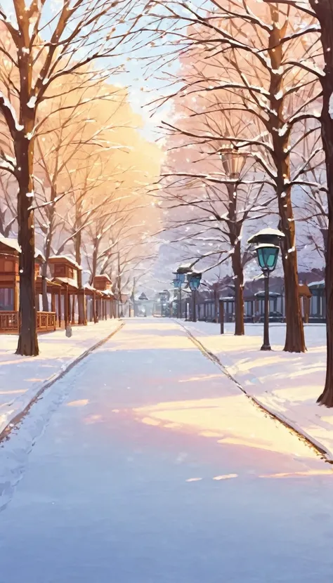 Lofi Winter , ghibli style ,park