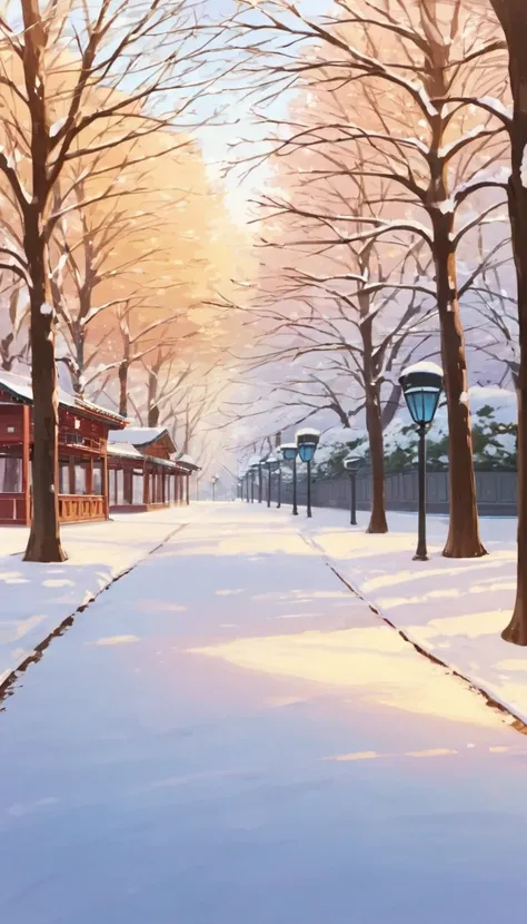 Lofi Winter , ghibli style ,park