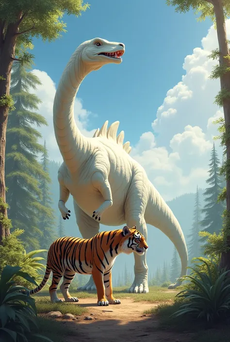 White Dinosaur and tiger 